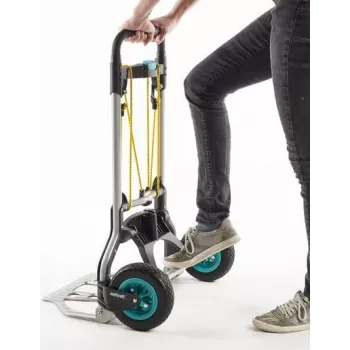 wolfcraft TS 850 Carrinho de mão em alumínio, 100 kg de carga, dobrável, preto 5503000
