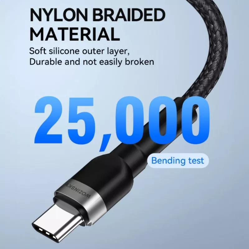 Cabo USB-C para USB-C Wozinsky 1 m 60W PD carregamento rápido e sincronização de dados preto
