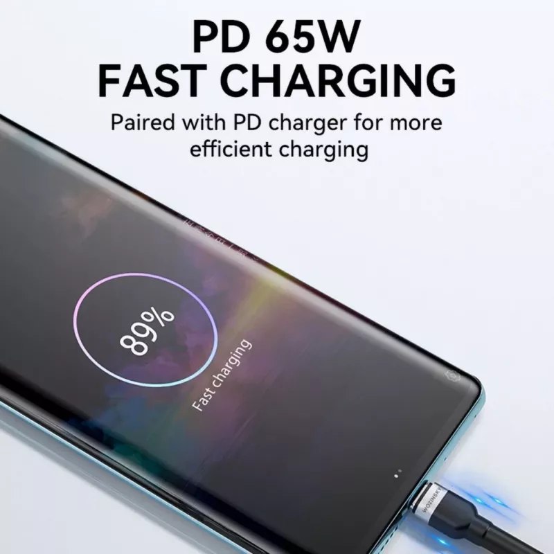 Cabo USB-C para USB-C Wozinsky 1 m 60W PD carregamento rápido e sincronização de dados preto
