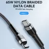 Cabo USB-C para USB-C Wozinsky 1 m 60W PD carregamento rápido e sincronização de dados preto
