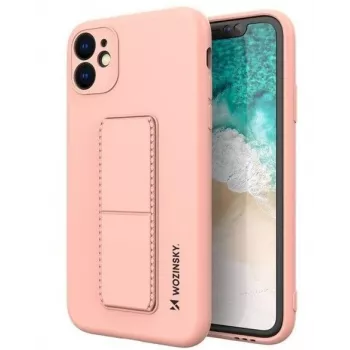 Wozinsky Apple iPhone 12 Capa com Suporte de Silicone Rosa