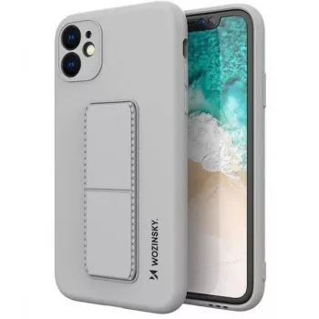 Capa com suporte iLike para Apple iPhone 12 Pro Max, capa de silicone com suporte Prateada
