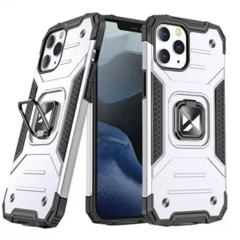 Wozinsky Capa Ring Armor para Apple iPhone 13 com suporte, capa robusta resistente a choques, prateado