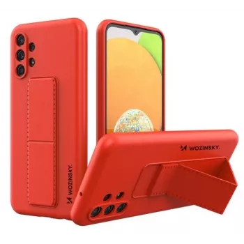 Capa com suporte Wozinsky para Samsung Galaxy A13 5G em silicone vermelha