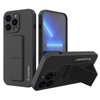 Wozinsky Capa de silicone com suporte para Apple iPhone 13 Pro, preta