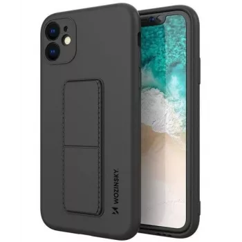Capa de silicone com suporte Wozinsky para Apple iPhone 12 - Preto