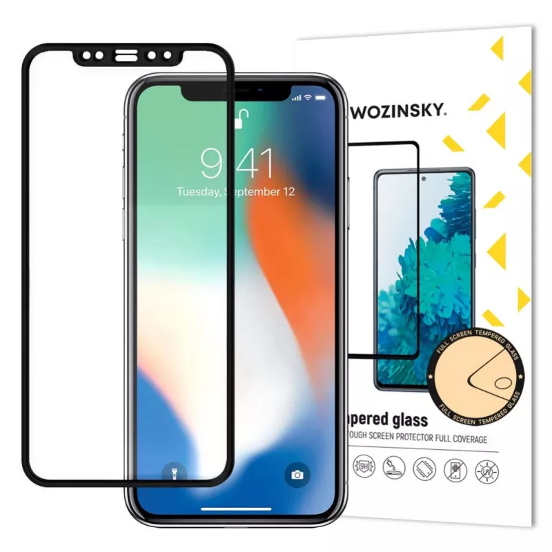 Película de Vidro Temperado Full Glue Super Tough Wozinsky, Ecrã Completo, Compatível com Capa, para Apple iPhone XR / iPhone 11 Preta