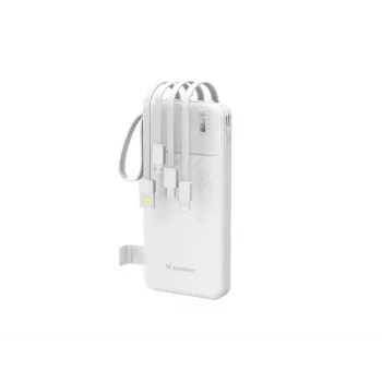 Wozinsky W11-W Powerbank 10000mAh 10W com cabos integrados e lanterna Branco