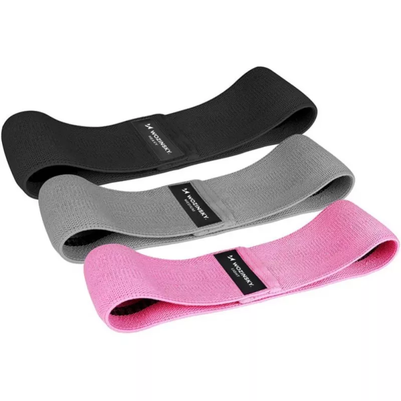 Wozinsky WFB-01 Conjunto de mini bandas elásticas de tecido para yoga, fitness, CrossFit (3 níveis)