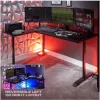 X Rocker 2022068 Secretária de gaming de canto em L com iluminação LED RGB, aspeto de fibra de carbono, Preto