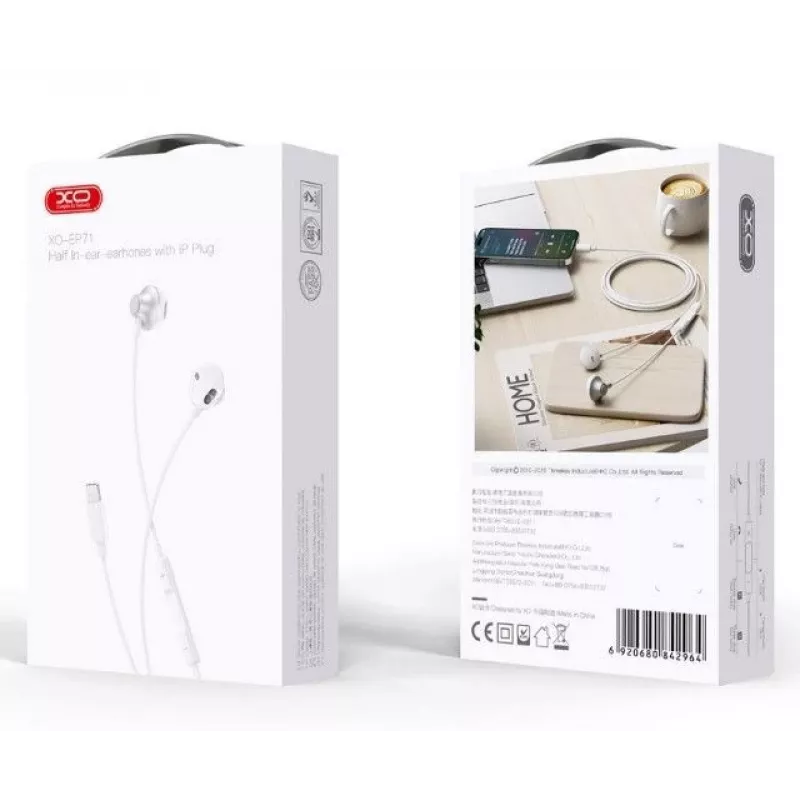 XO auriculares com fios universais EP71 Lightning brancos