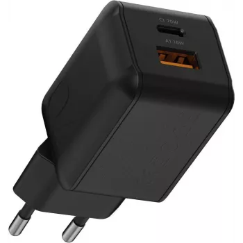Xtorm NextGen GaN3 Ultra 70W PD carregador de parede USB-C e USB-A preto XECNG701
