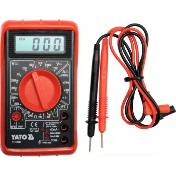 Multímetro digital Yato YT-73080 com retroiluminação, seleção manual de escala, CAT II 600V