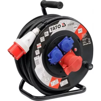 Yato YT-8120 extensão com enrolador 3 tomadas 25 m