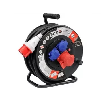 Yato YT-8120 extensão com enrolador 3 tomadas 25 m