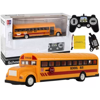 Autocarro escolar amarelo telecomandado RC com porta de abertura 4690 Lean Toys