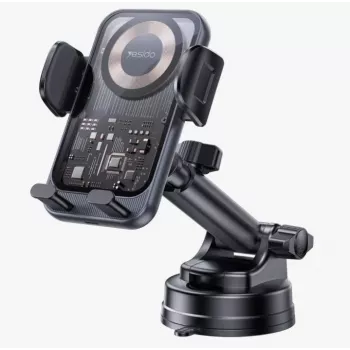 Suporte de carregamento sem fios para carro com ventosa YESIDO 15W preto