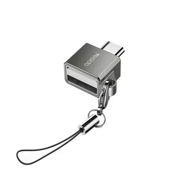 YESIDO GS08 Adaptador OTG USB Type-C em liga de alumínio mini com leitor de cartões - preto