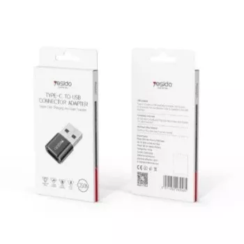 YESIDO GS09 Adaptador OTG USB Type-C para USB-A em Liga de Alumínio Mini Preto