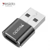 YESIDO GS09 Adaptador OTG USB Type-C para USB-A em Liga de Alumínio Mini Preto