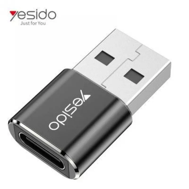 YESIDO GS09 Adaptador OTG USB Type-C para USB-A em Liga de Alumínio Mini Preto