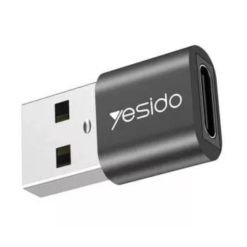 YESIDO GS09 Adaptador OTG USB Type-C para USB-A em Liga de Alumínio Mini Preto