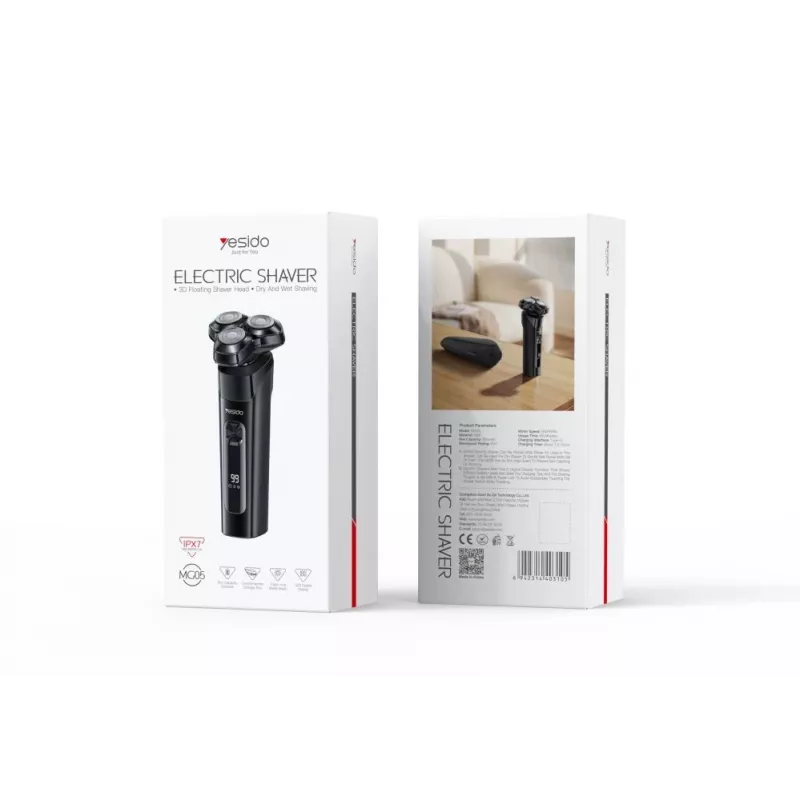 Máquina de barbear elétrica rotativa YESIDO MG05 Preta