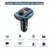YESIDO Y44 Leitor MP3 Carregador de automóvel Bluetooth, 2 USB, preto