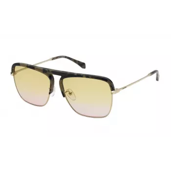 Óculos de sol ZADIG & VOLTAIRE SZV321 - armação de homem pilot square - preta - lentes cinzentas fumadas - 60/13/140 mm
