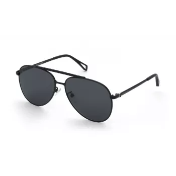 Óculos de sol unissexo ZADIG & VOLTAIRE SZV415-600531, armação de acetato preta, lentes de policarbonato cinzentas, proteção UV400