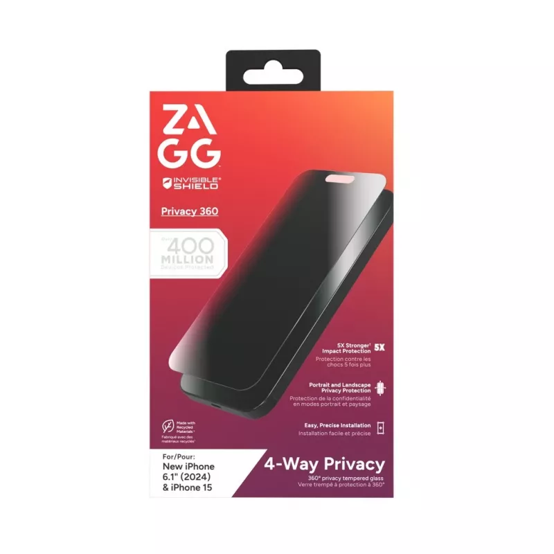 ZAGG InvisibleShield Glass Elite Privacy 360 Proteção de ecrã para iPhone 14 Pro Max