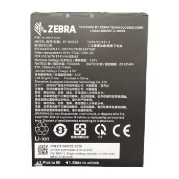 Zebra BTRY-ET401-10INC-01 Bateria interna de substituição amovível para tablet ET401 de 10 polegadas, 7600 mAh