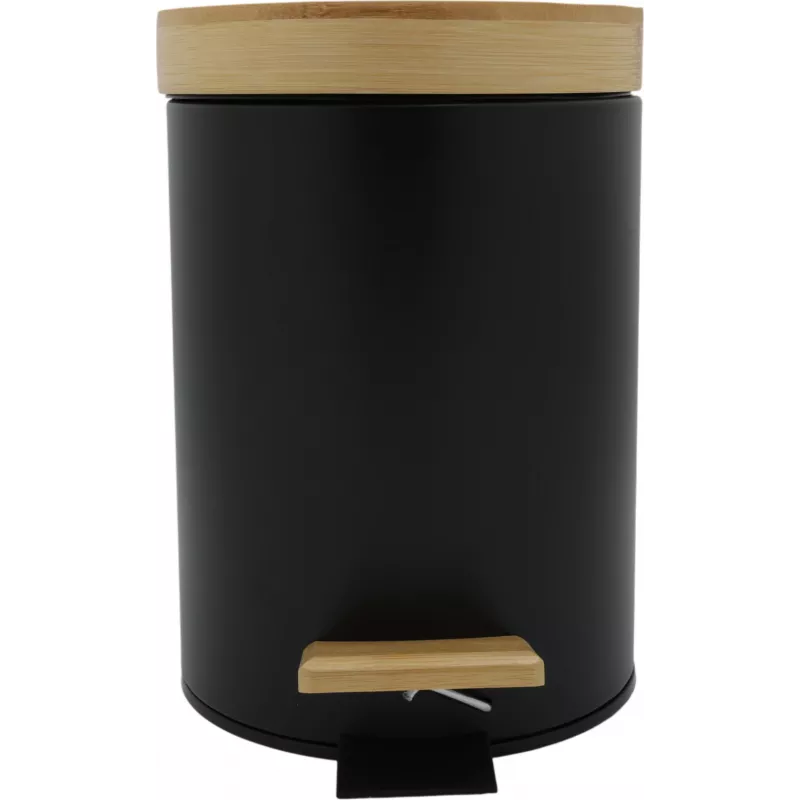 Zeller 18910 Balde de pedal com tampa de bambu 3L Soft-Close, preto mate