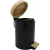 Zeller 18910 Balde de pedal com tampa de bambu 3L Soft-Close, preto mate
