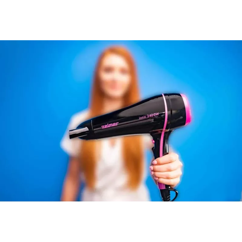 Secador de cabelo iónico Zelmer ZHD8360 2200W preto/prateado com difusor