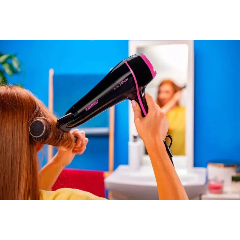 Secador de cabelo iónico Zelmer ZHD8360 2200W preto/prateado com difusor