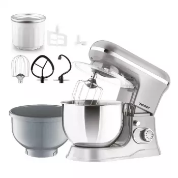 Robot de Cozinha Zelmer ZKR1360 – 1300 W, taça de 5,5 L, movimento planetário, Preto/Prata
