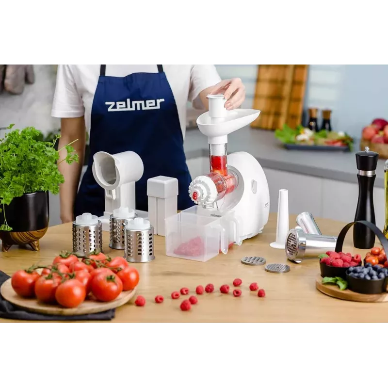 Picadora de Carne Zelmer ZMM4050B 1900W com 3 discos, enchimento de salsichas, conjunto de acessórios Kubbe e cortador de legumes
