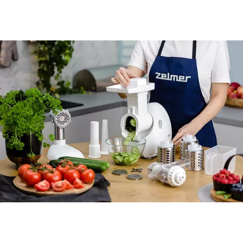 Picadora de Carne Zelmer ZMM4050B 1900W com 3 discos, enchimento de salsichas, conjunto de acessórios Kubbe e cortador de legumes