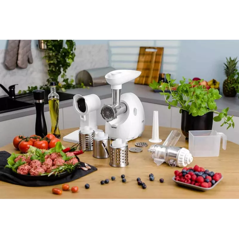 Picadora de Carne Zelmer ZMM4050B 1900W com 3 discos, enchimento de salsichas, conjunto de acessórios Kubbe e cortador de legumes