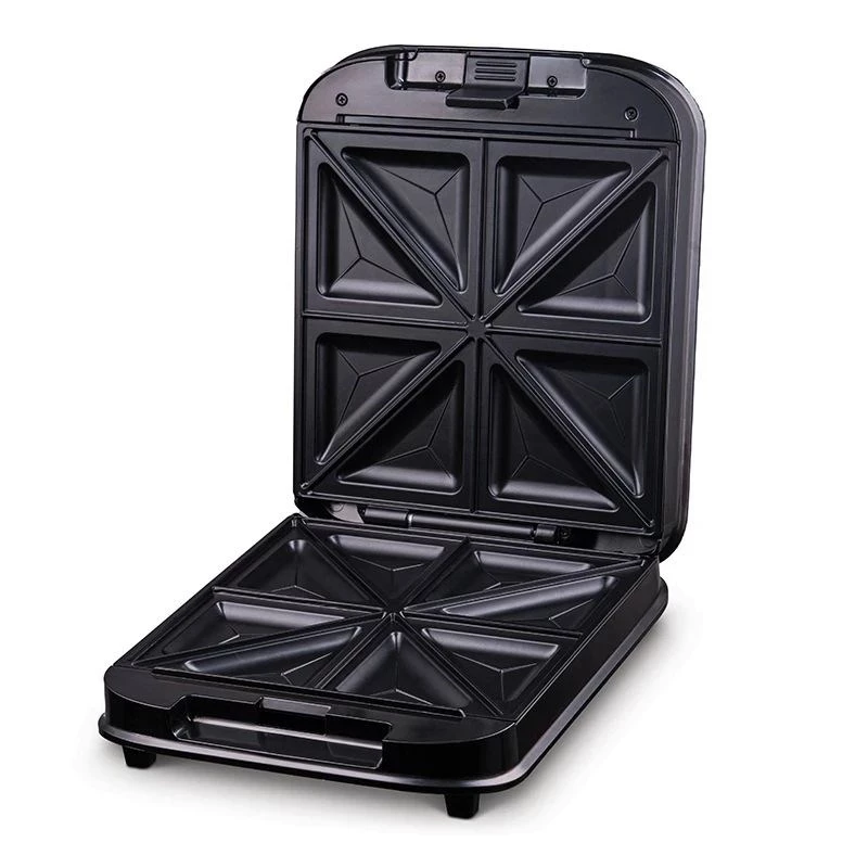 Torradeira de sanduíches Zelmer ZSM7410 1200W para 4 sanduíches, placas antiaderentes, aço inoxidável/preto