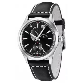 Relógio de quartzo suíço de homem ZENO MAN 6662-7004Q-G1 42mm Mostrador preto Bracelete de couro