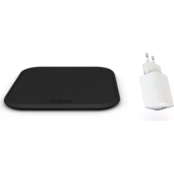 Zens carregador sem fios individual Combi Pack USB - base de carregamento rápido Qi certificada de 10W com fonte de alimentação de 12W, preto