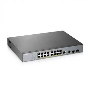 Switch Gigabit PoE+ gerido inteligente ZyXEL GS1350-18HP-EU0101F com 16 portas PoE+ e 2 uplinks SFP, orçamento de 250W