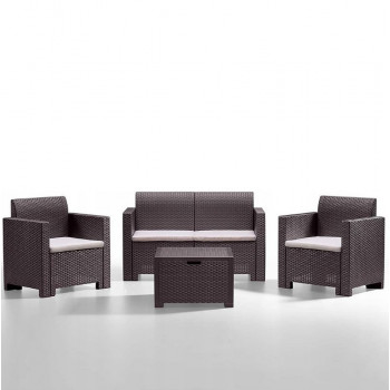 BICA Conjunto de mobiliário de jardim Nebraska 2 castanho – 2 cadeiras e mesa de apoio, efeito rattan, resistente aos UV