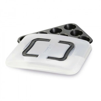 GUARDINI Forma de assar 12 unid. com tampa de transporte Bake Away 27 x 35 x 3 cm