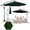 LEAN Guarda-sol lateral de jardim com inclinação ajustável e cobertura 350 x 250 cm Verde