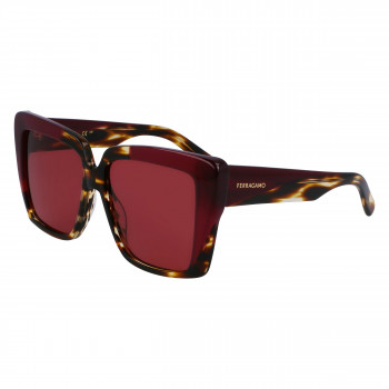 Óculos de sol Ferragamo mulher SF1060SN-215, armação Havana, lentes graduadas castanhas, 55mm