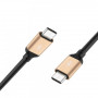 Cabo de carregamento rápido JOYROOM S-M330 USB-C para USB-C 100W, cabo de dados em nylon trançado, 2m, preto-dourado