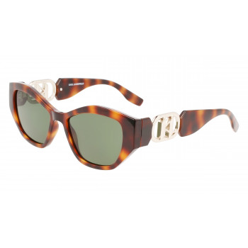 Karl Lagerfeld Senhora KL6086SH-240 Óculos de sol quadrados, armação Havana, lentes castanhas degradê, 54mm